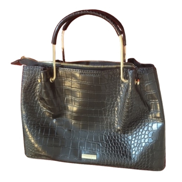 Aldo Handbags - Aldo Black Crocodile-Embossed Satchel